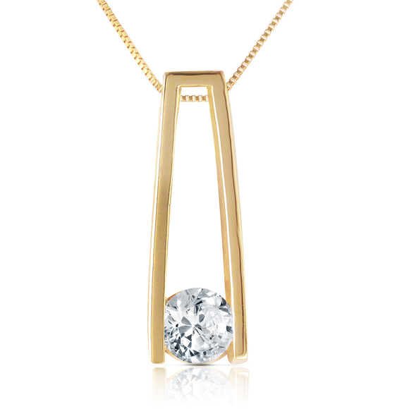 Galaxy Gold Products Jewelry - 14K. SOLID GOLD NECKLACE WITH NATURAL 0.25 CT. DIAMOND (Yellow Gold)